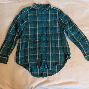 SO Women's Blue and Yellow Plaid Button Down Shirt
